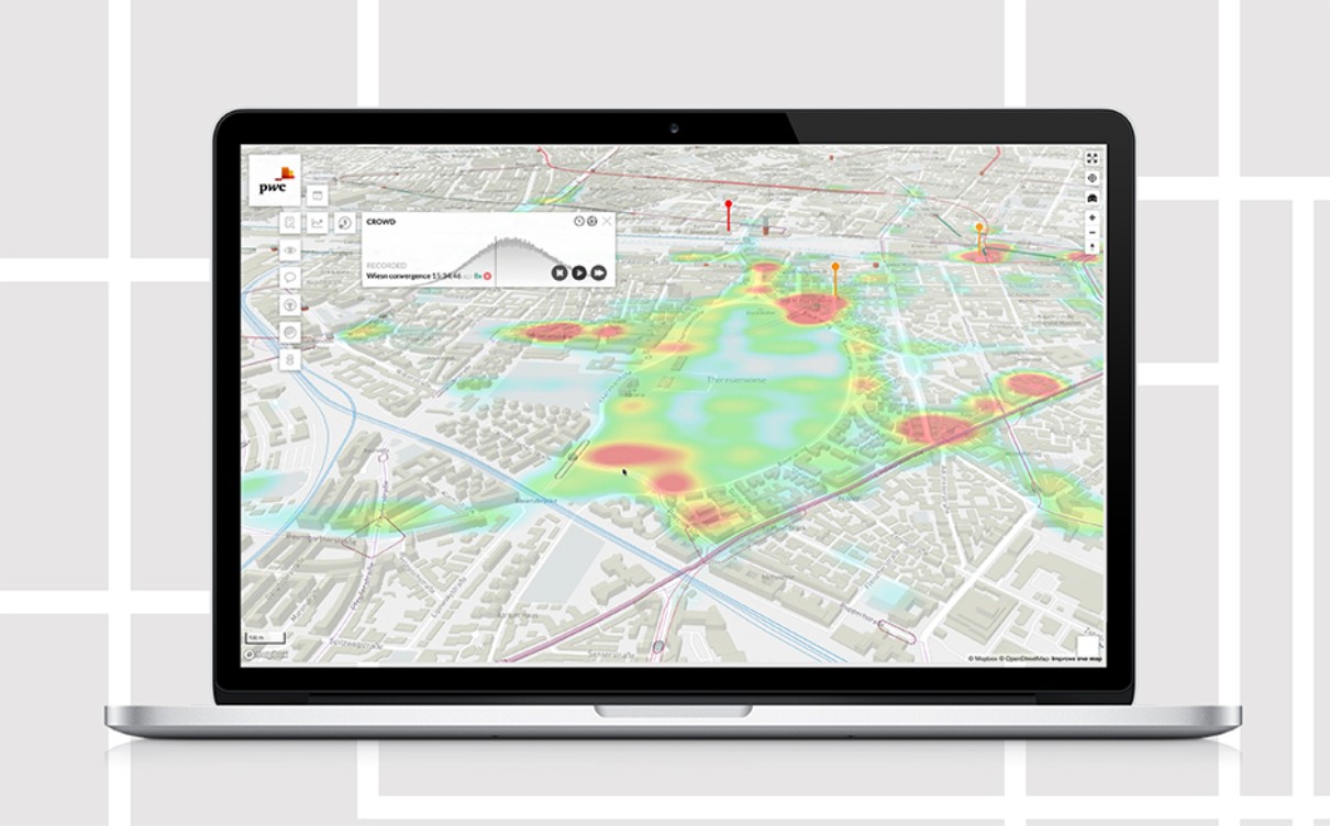 People flow analyses on the PwC Mobility Platform. 