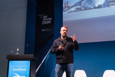 Jeremy White speaking at InnoTrans 2022.