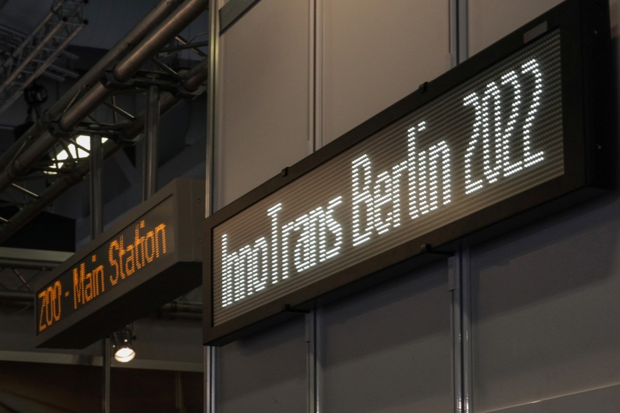 a screen that says: 'InnoTrans Berlin 2022' a screen that says: 'InnoTrans Berlin 2022'