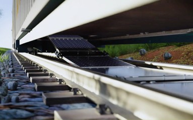 Solar panels between the tracks.